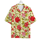 Red Pink Rose Floral Pattern Print Rayon Hawaiian Shirt