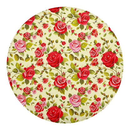 Red Pink Rose Floral Pattern Print Round Blanket