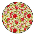 Red Pink Rose Floral Pattern Print Round Floor Mat