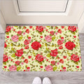 Red Pink Rose Floral Pattern Print Rubber Doormat