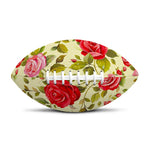 Red Pink Rose Floral Pattern Print Rugby Ball