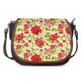 Red Pink Rose Floral Pattern Print Saddle Bag