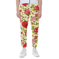 Red Pink Rose Floral Pattern Print Joggers