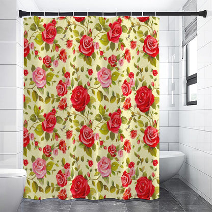 Red Pink Rose Floral Pattern Print Shower Curtain