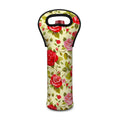 Red Pink Rose Floral Pattern Print Single Neoprene Wine Tote