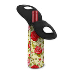 Red Pink Rose Floral Pattern Print Single Neoprene Wine Tote