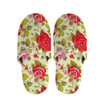 Red Pink Rose Floral Pattern Print Slippers