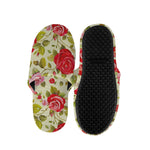 Red Pink Rose Floral Pattern Print Slippers