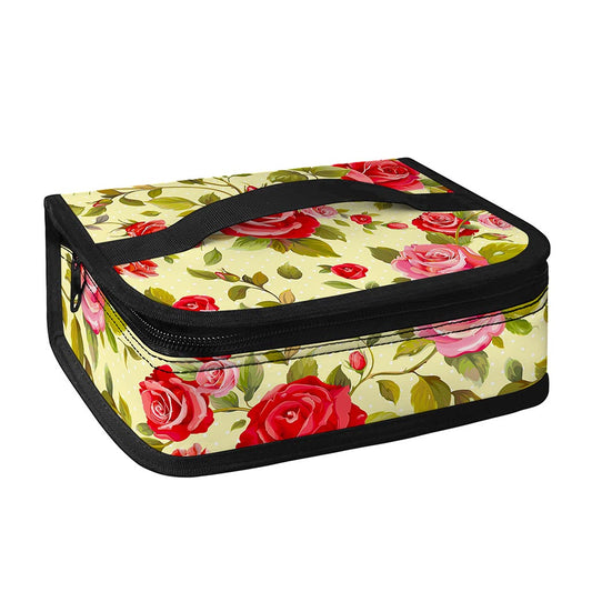 Red Pink Rose Floral Pattern Print Small Lunch Bag