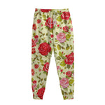 Red Pink Rose Floral Pattern Print Sweatpants