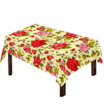 Red Pink Rose Floral Pattern Print Tablecloth