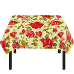 Red Pink Rose Floral Pattern Print Tablecloth