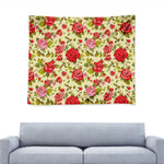 Red Pink Rose Floral Pattern Print Tapestry