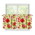Red Pink Rose Floral Pattern Print Tier Curtains