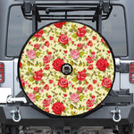 Red Pink Rose Floral Pattern Print Tire Cover With Camera Hole