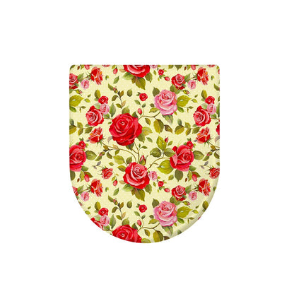 Red Pink Rose Floral Pattern Print Toilet Lid Cover