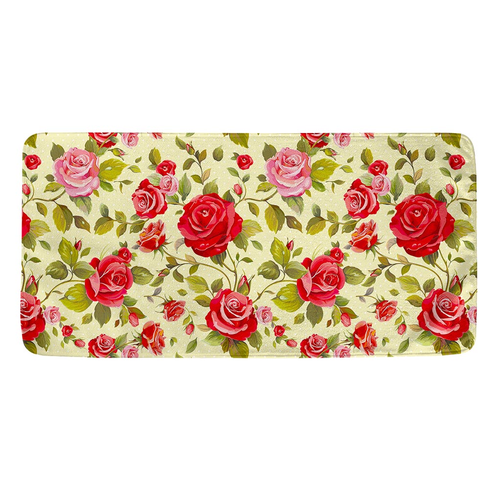 Red Pink Rose Floral Pattern Print Towel
