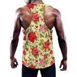 Red Pink Rose Floral Pattern Print Training Tank Top