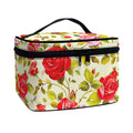 Red Pink Rose Floral Pattern Print Travel Makeup Bag