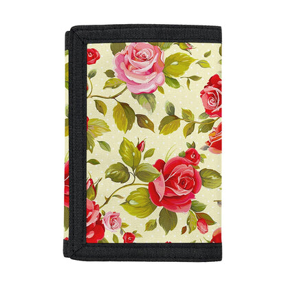 Red Pink Rose Floral Pattern Print Trifold Wallet