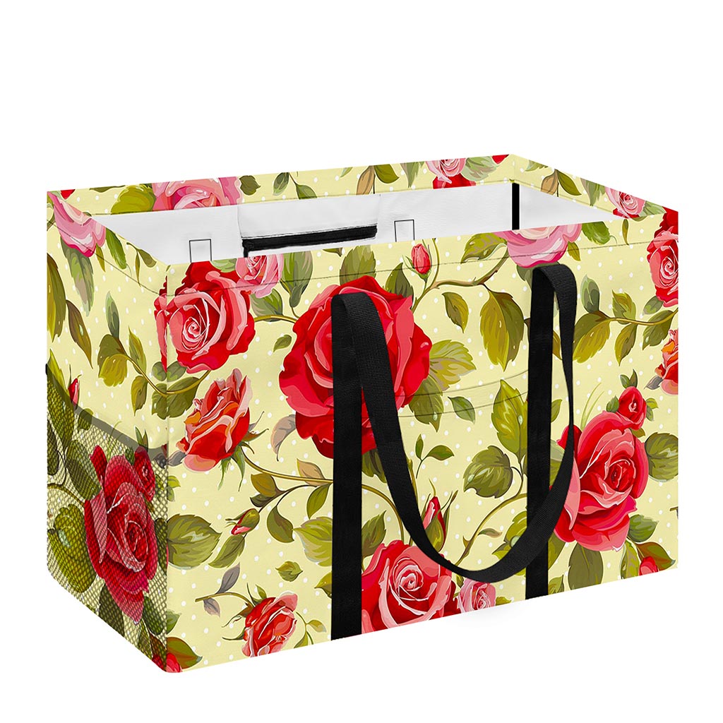 Red Pink Rose Floral Pattern Print Utility Tote Bag