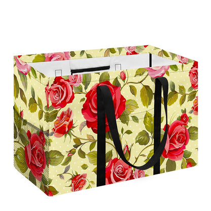 Red Pink Rose Floral Pattern Print Utility Tote Bag