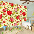 Red Pink Rose Floral Pattern Print Wall Sticker