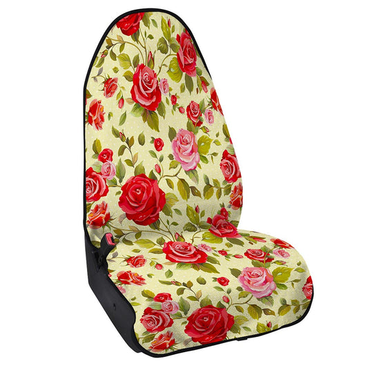 Red Pink Rose Floral Pattern Print Waterproof Car Seat Cover