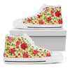 Red Pink Rose Floral Pattern Print White High Top Sneakers