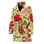 Red Pink Rose Floral Pattern Print Women's Bathrobe