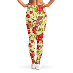 Red Pink Rose Floral Pattern Print Women's Leggings