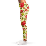 Red Pink Rose Floral Pattern Print Women's Leggings
