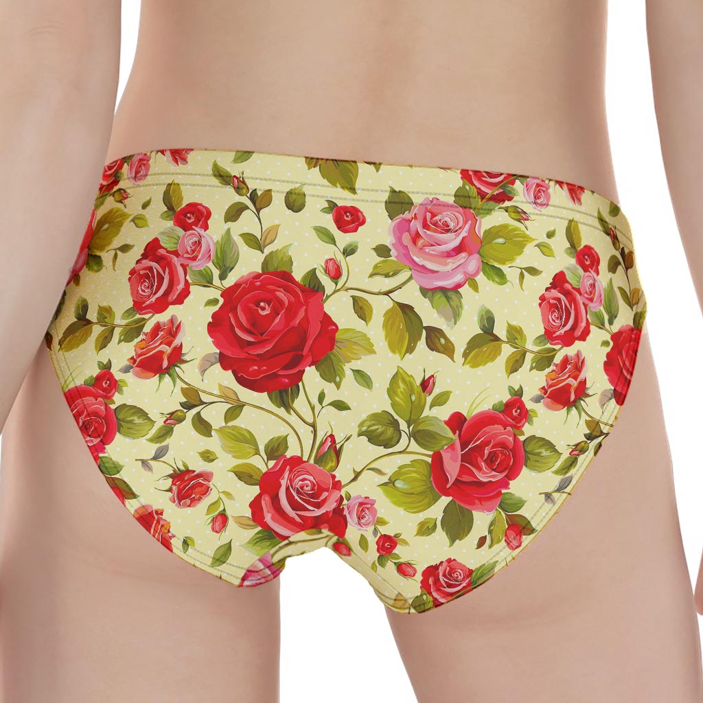 Red Pink Rose Floral Pattern Print Women's Panties