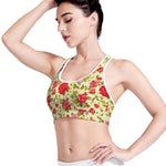 Red Pink Rose Floral Pattern Print Women's Sports Bra