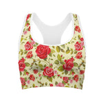 Red Pink Rose Floral Pattern Print Women's Sports Bra