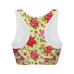 Red Pink Rose Floral Pattern Print Women's Sports Bra