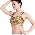Red Pink Rose Floral Pattern Print Women's Sports Bra