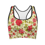 Red Pink Rose Floral Pattern Print Women's Sports Bra
