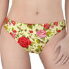 Red Pink Rose Floral Pattern Print Women's Thong