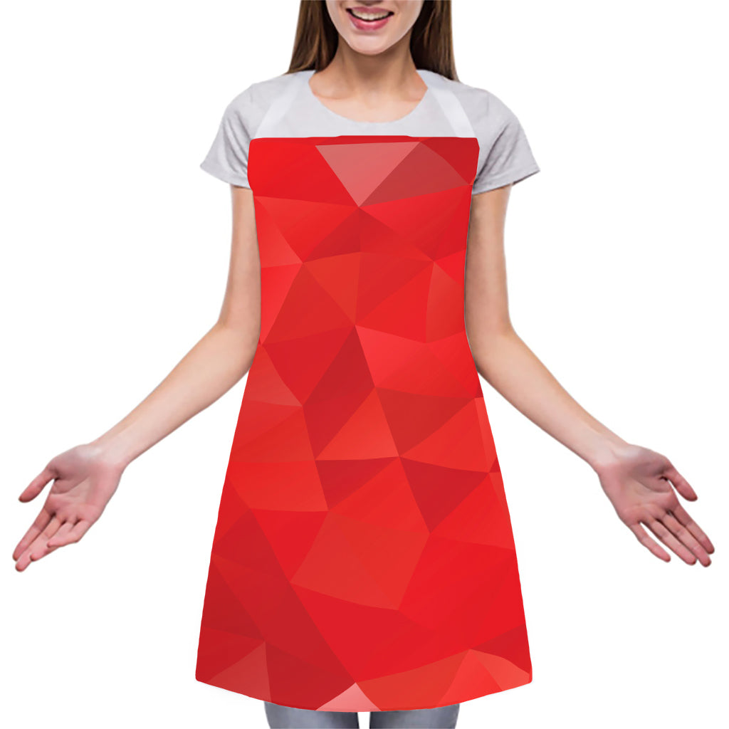 Red Polygonal Geometric Print Adjustable Apron
