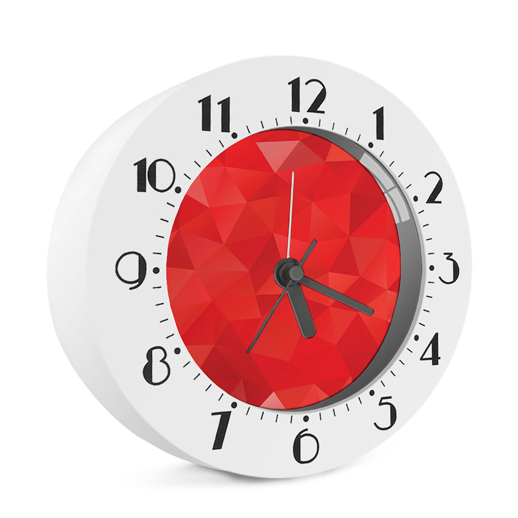 Red Polygonal Geometric Print Alarm Clock