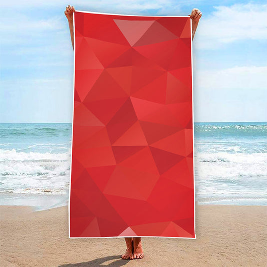 Red Polygonal Geometric Print Beach Towel