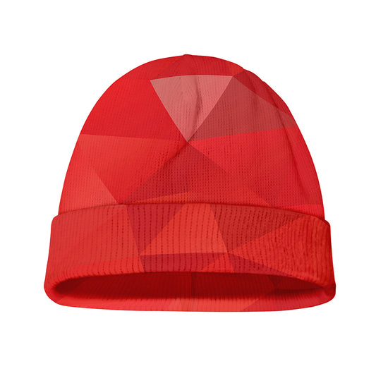 Red Polygonal Geometric Print Beanie