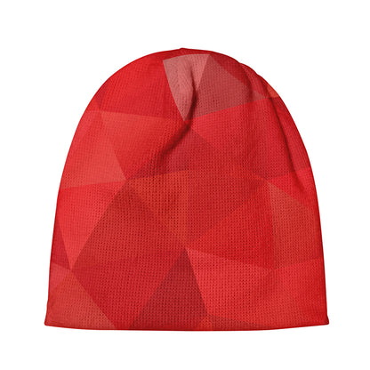 Red Polygonal Geometric Print Beanie