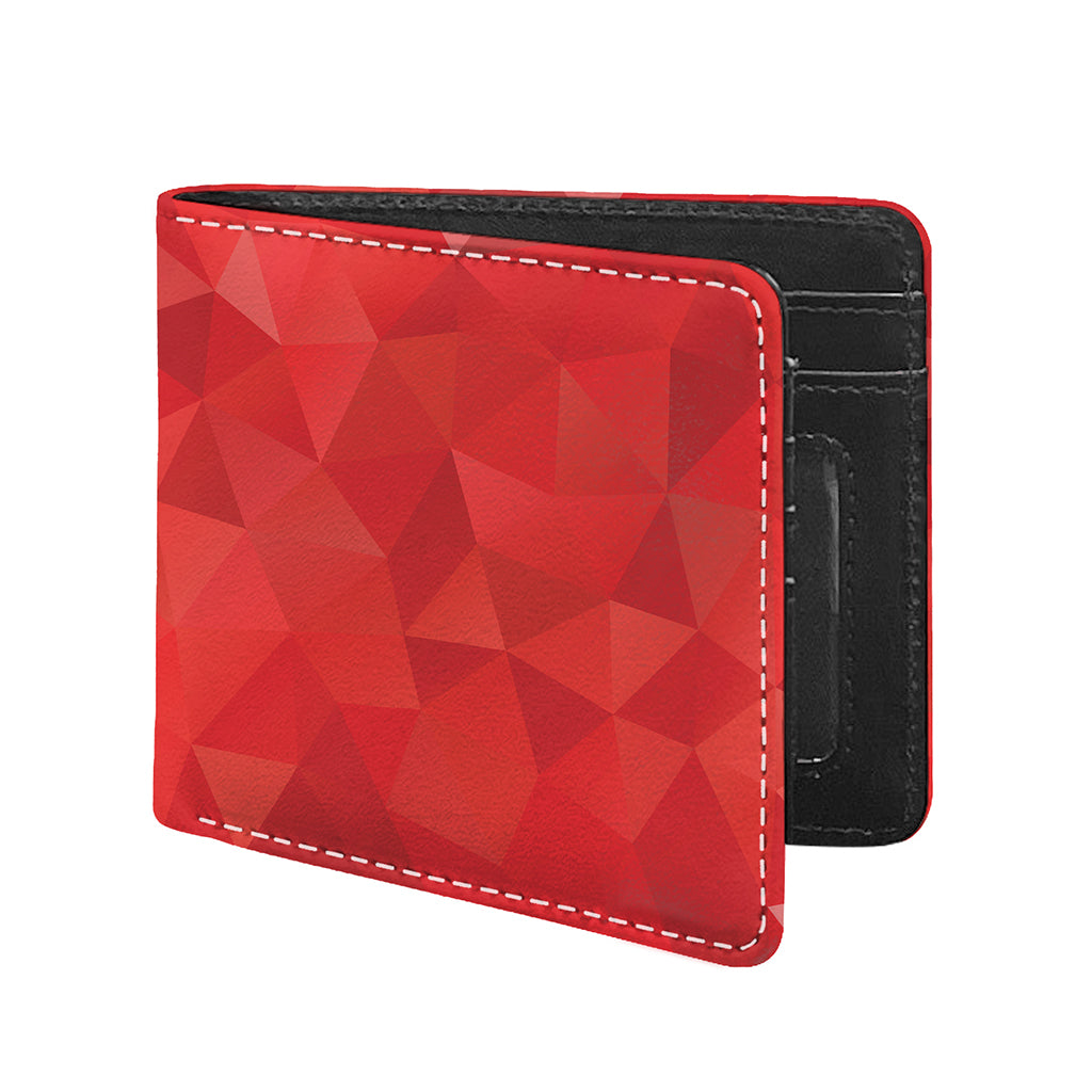 Red Polygonal Geometric Print Bifold Wallet