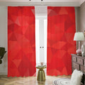 Red Polygonal Geometric Print Dimout Pencil Pleat Curtains