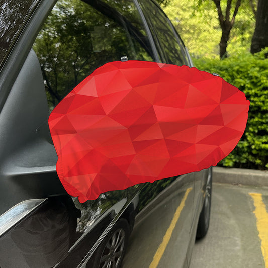Red Polygonal Geometric Print Car Side Mirror Covers