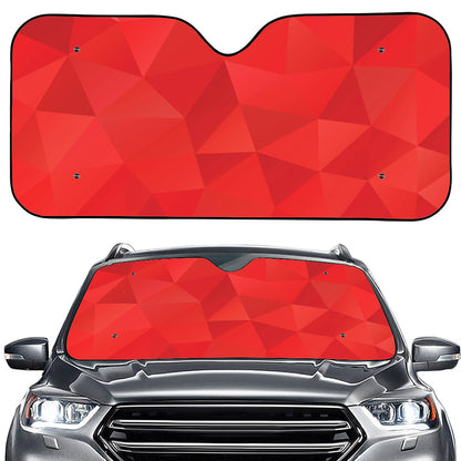 Red Polygonal Geometric Print Car Windshield Sun Shade