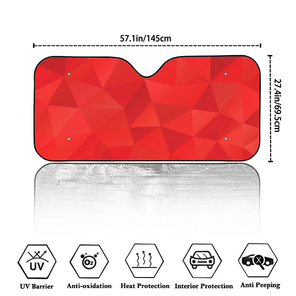Red Polygonal Geometric Print Car Windshield Sun Shade