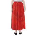 Red Polygonal Geometric Print Chiffon Maxi Skirt